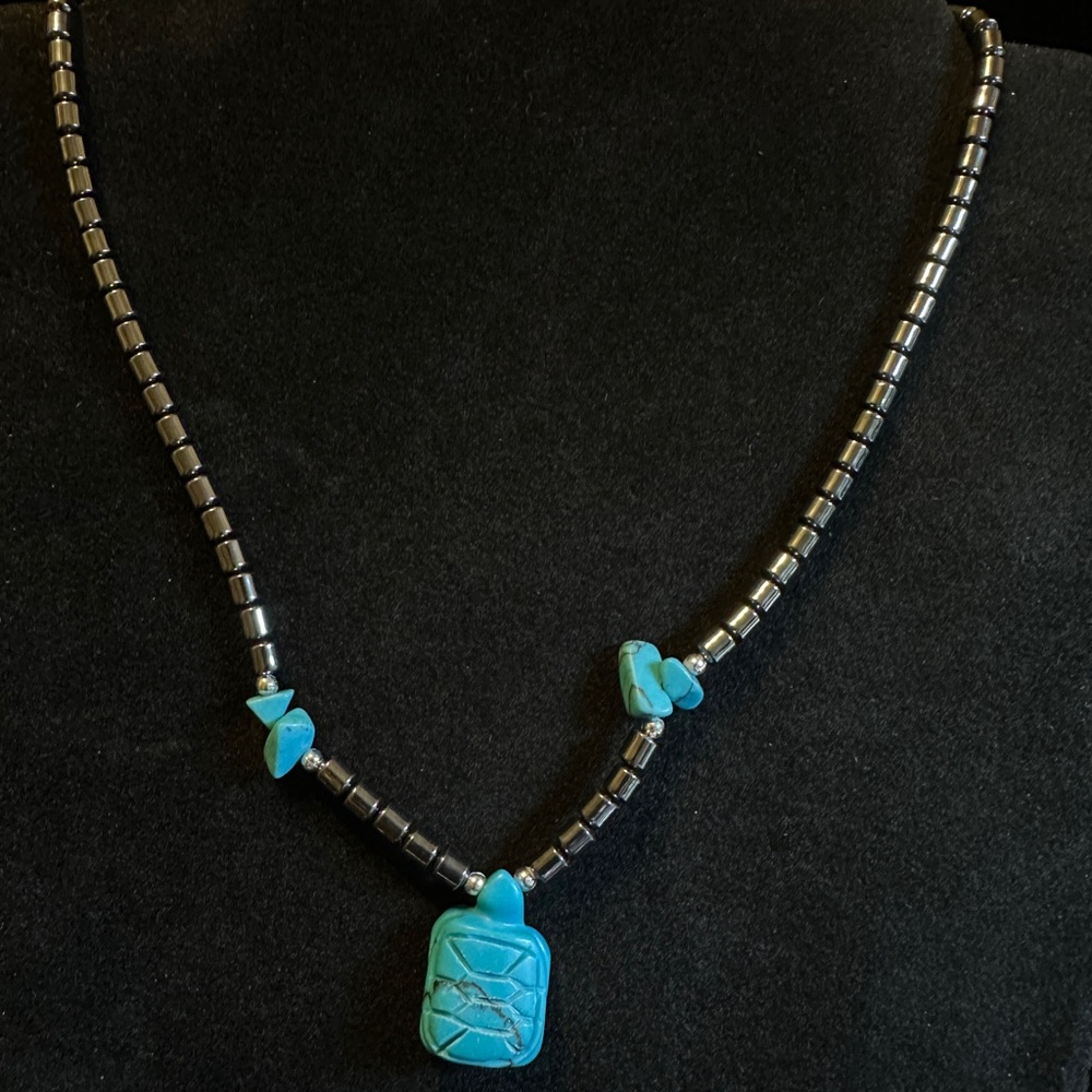Turquoise and Black Beaded Necklace